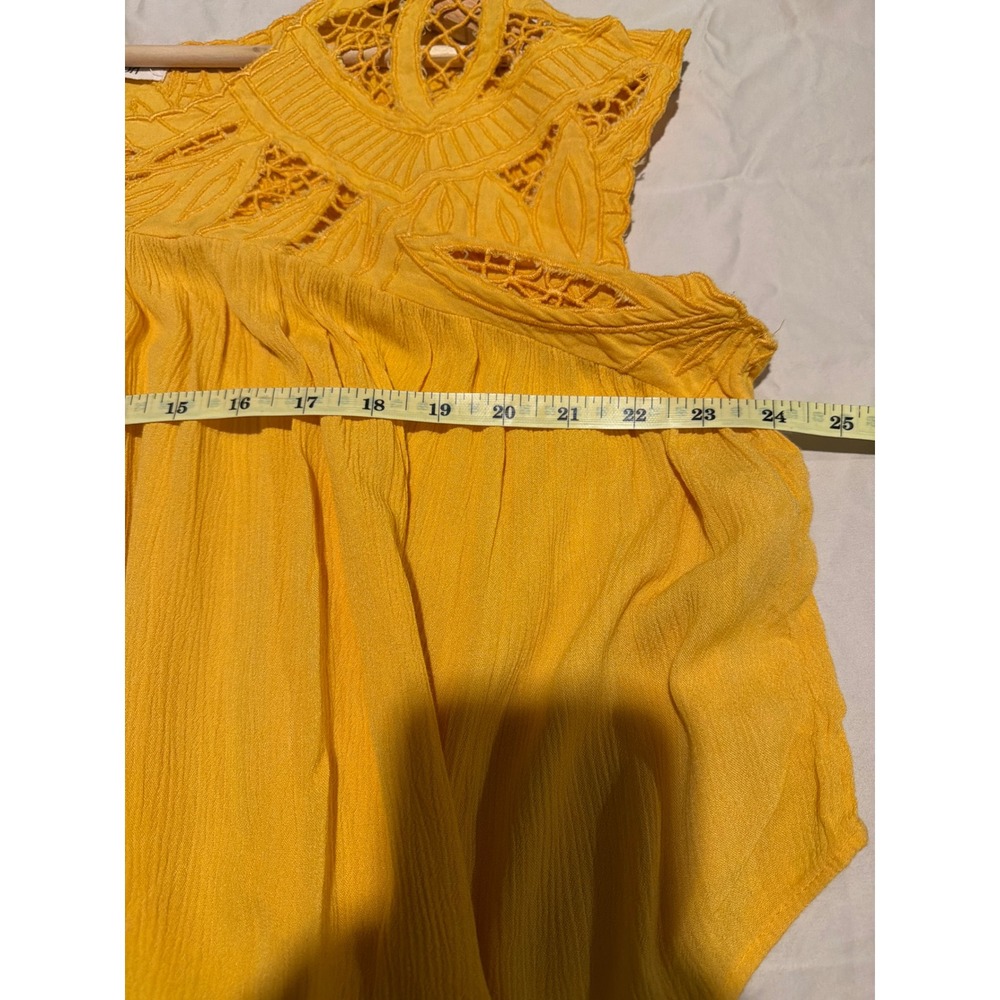 Rip Curl Mustard Yellow Crochet Lace Boho Flowy Top GSHCU7 Large - Picture 3 of 4